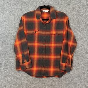 Old Navy Shirt Womens M The Boyfriend Shirt Taylor Swift Evermore Plaid Flannel